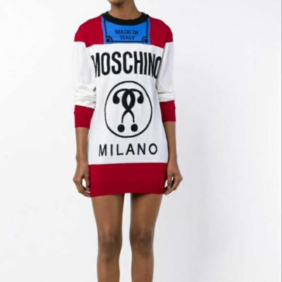 moschino milano shirt dress Moschino Couture Multicolor Printed Cotton Sweatshirt Mini Dress XS Moschino  Couture